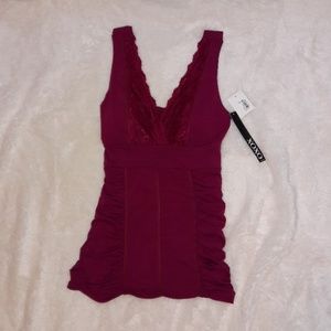 2/$5 NWT XOXO Dark Fuchsia Lace Top